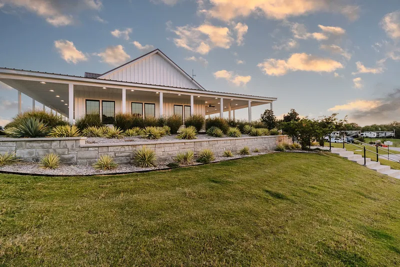 Farmhouse and porch at Sugar Hill RV Resort